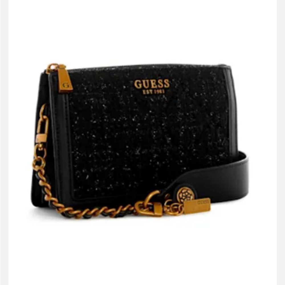 GUESS ABEY TWEED MULTI-COMPARTMENT SHOULDER BAG